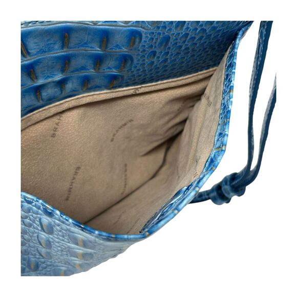 Brahmin Melbourne Katie Blue Croc Embossed Leather Shoulder Bag Adjustable Strap - Picture 11 of 16